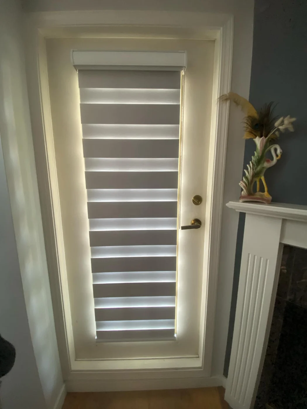Zebra blinds fitted to a patio door
